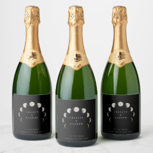 Gilded Moon Phases  Sparkling Wine Label
