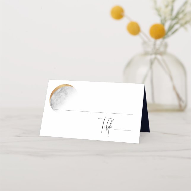 Gilded Moon Wedding Place Card (Front)