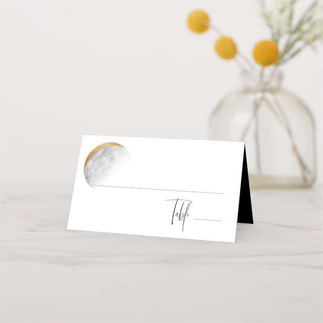 Gilded Moon Wedding Place Card (Front)