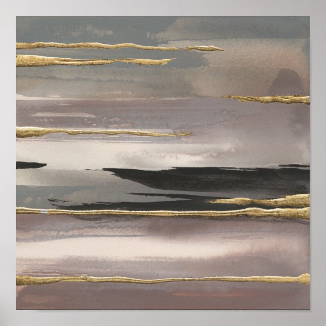 Gilded Morning Fog II Gold Abstract Print (Front)