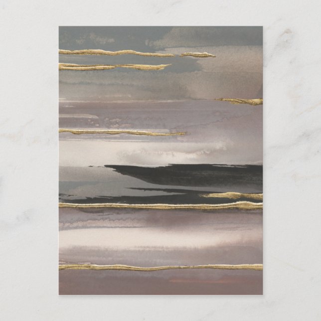 Gilded Morning Fog II Gold Abstract Print Postcard (Front)
