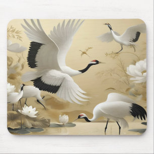 Gilded Nature Floral & Avian Elegance Wallpaper Mouse Pad