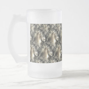 Gilded Pearls Frosted Glass Beer Mug