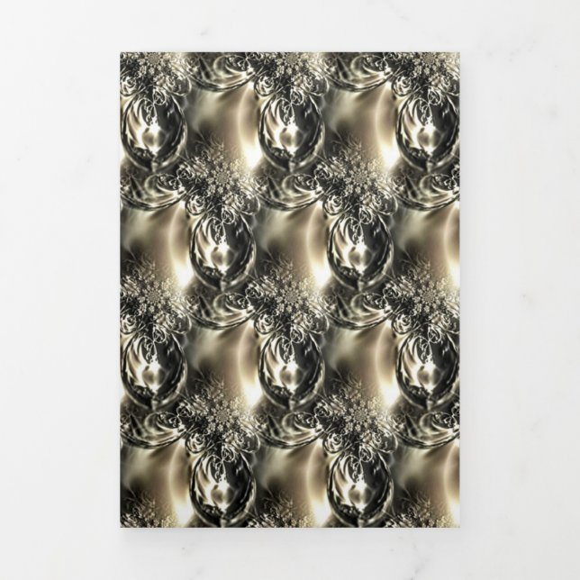 Gilded Pearls Tri-Fold Holiday Card (Cover)