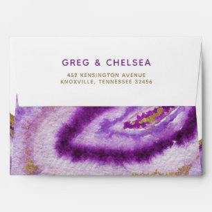 Gilded Purple Agate Wedding Invitations Envelopes