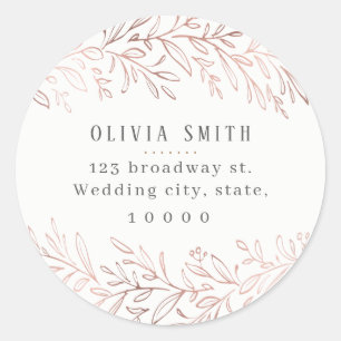 Gilded Rose gold botanical elegant return address Classic Round Sticker