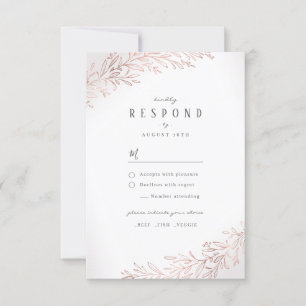 Gilded rose gold botanical elegant wedding RSVP Card