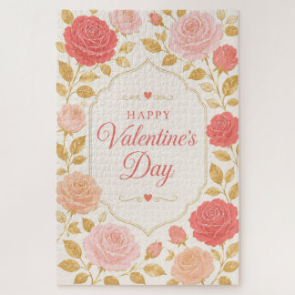 Gilded Rose Valentine Romance Jigsaw Puzzle