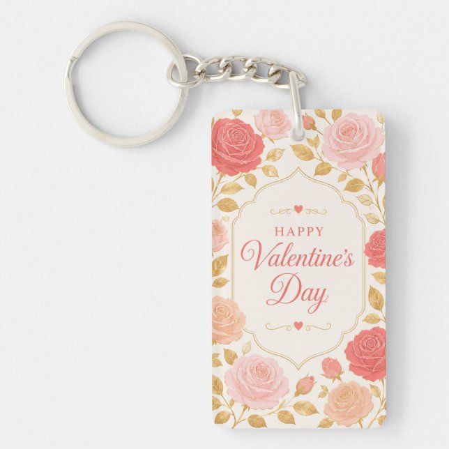 Gilded Rose Valentine Romance Key Ring (Front)