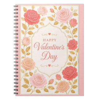 Gilded Rose Valentine Romance Notebook