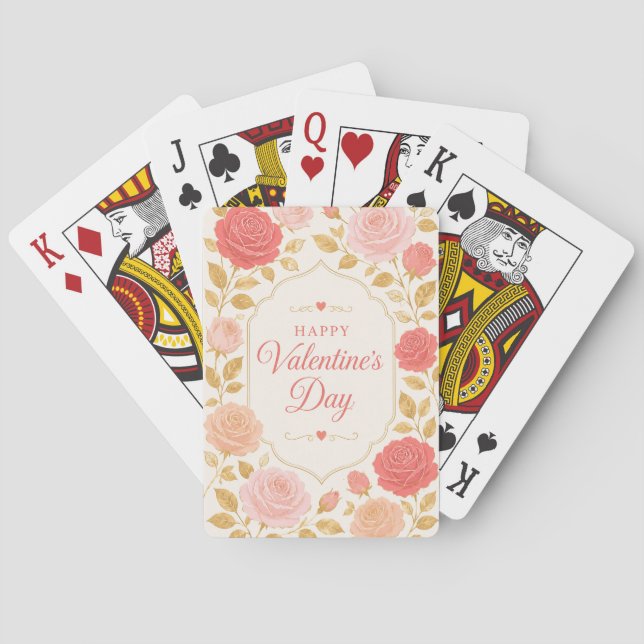 Gilded Rose Valentine Romance Playing Cards (Back)