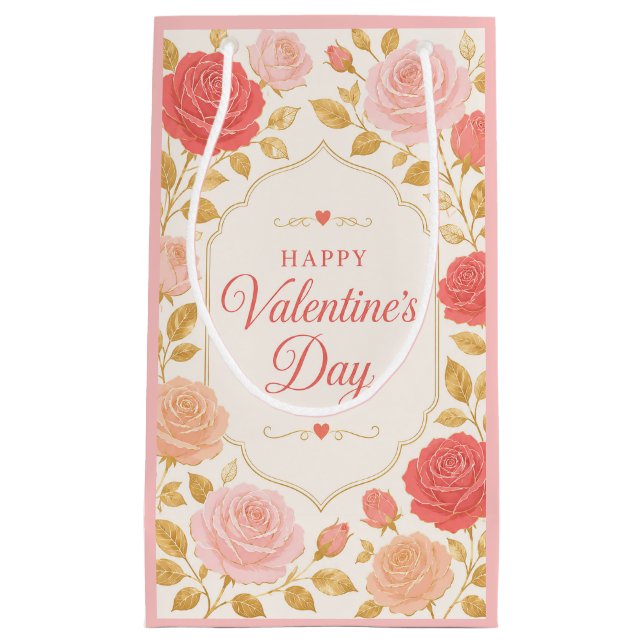 Gilded Rose Valentine Romance Small Gift Bag (Front)