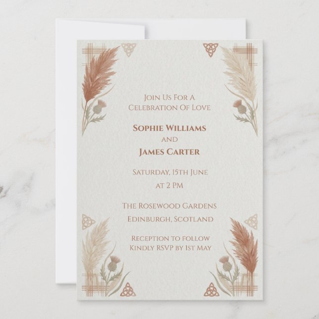 Gilded Sage Scottish Wedding Invitation (Front)
