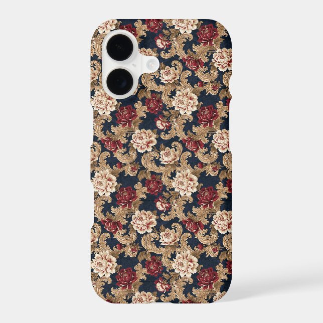 Gilded Scrollwork Variegated Peony Navy (Back)