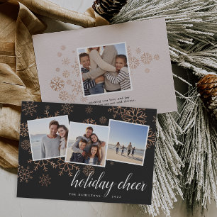 Gilded Snow Holiday Photo Collage Card