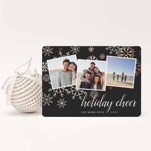 Gilded Snow Snowflake Photo Collage Rose Gold