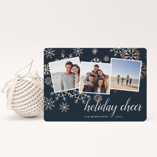 Gilded Snow Snowflake Photo Collage Rose Gold