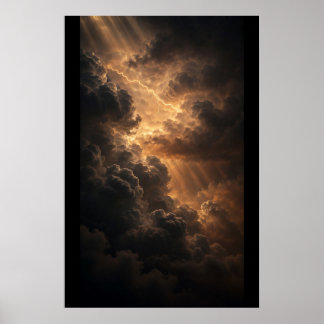 Gilded Storm — Storm Sphere Over Dark Ocean Poster