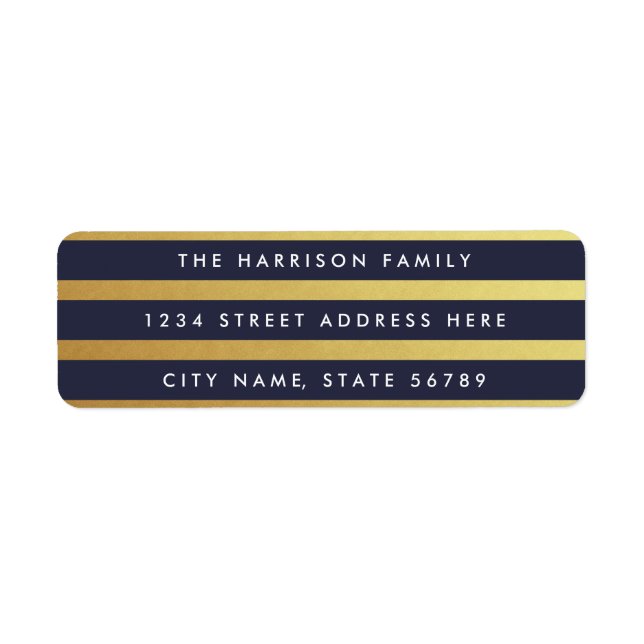 Gilded Stripes Custom Colour Return Address Labels (Front)