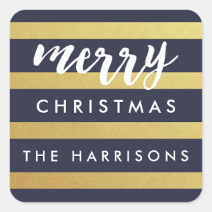 Gilded Stripes Personalised Holiday Stickers