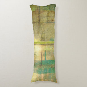 Gilded Turquoise and Green Abstract Painting Body Cushion