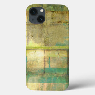 Gilded Turquoise and Green Abstract Painting iPhone 13 Case
