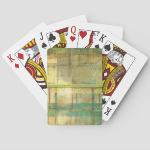 Gilded Turquoise and Green Abstract Painting Playing Cards