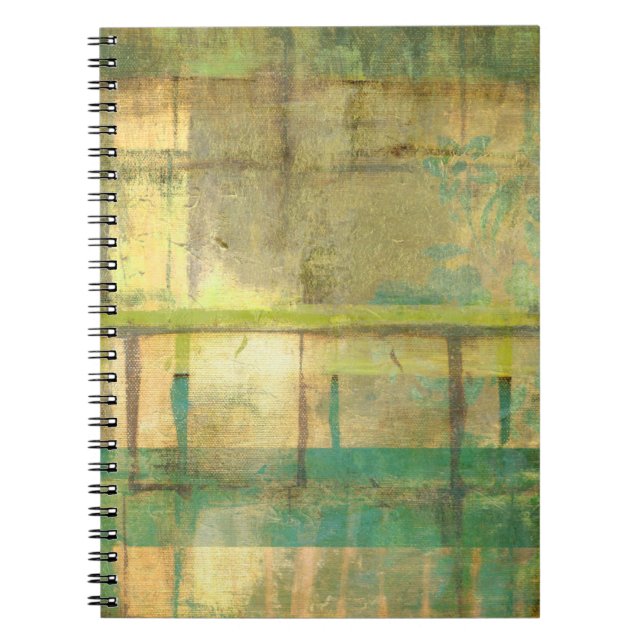 Gilded Turquoise and Green Abstract Painting Spiral Notebook (Front)