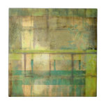 Gilded Turquoise and Green Abstract Painting Tile<br><div class="desc">An abstract painting by Jennifer Goldberger that utilises shades of gilded turquoise and green to create a warm, familiar feeling. A nice stroll through the woods during the spring or summer would yield some of these same colours. Bring the gift of nature to your home by purchasing this piece!</div>