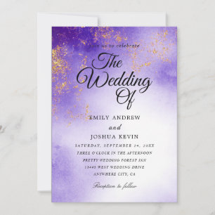 Gilded tyrian purple wedding invitations