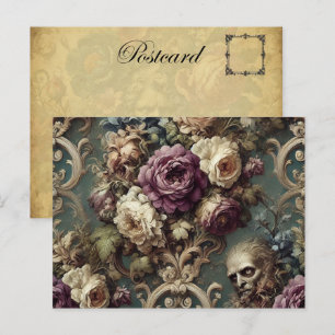 Gilded Unease – Gothic Victorian Floral Design Holiday Postcard