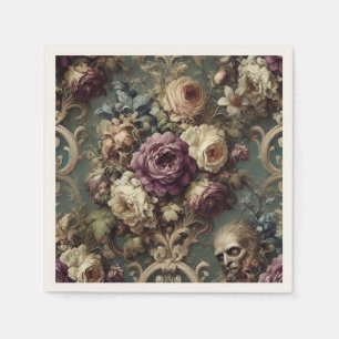 Gilded Unease – Gothic Victorian Floral Design Napkin