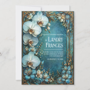 Gilded Vintage Botanical Orchid Wedding Invitation