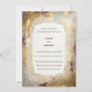 Gilded Vintage Marble Wedding Invitation