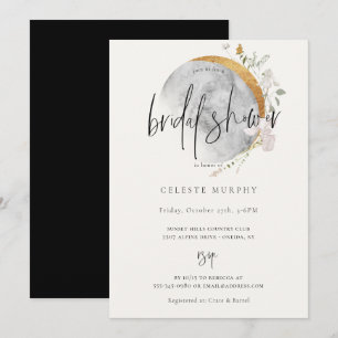 Gilded Wildflower Moon Bridal Shower Invitation