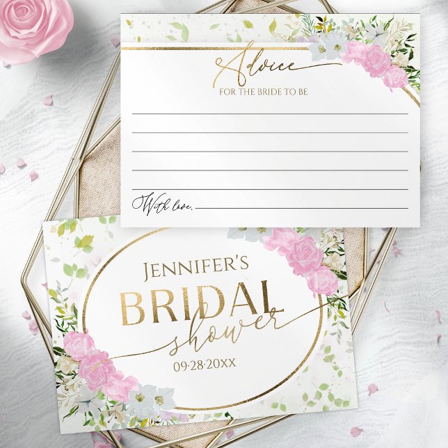 Gilded Wildflower Spring Bridal Shower Advice Card (Creator Uploaded)