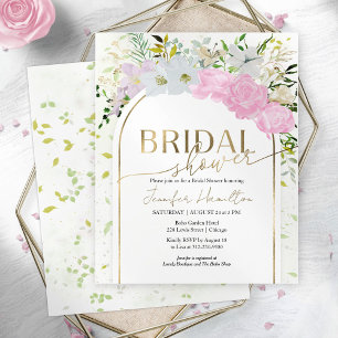 Gilded  Wildflower Spring Bridal Shower Invitation
