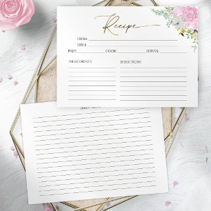 Gilded Wildflower Spring Bridal Shower Recipe Card