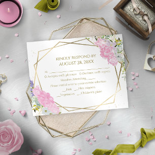 Gilded Wildflower Spring Wedding RSVP Cards