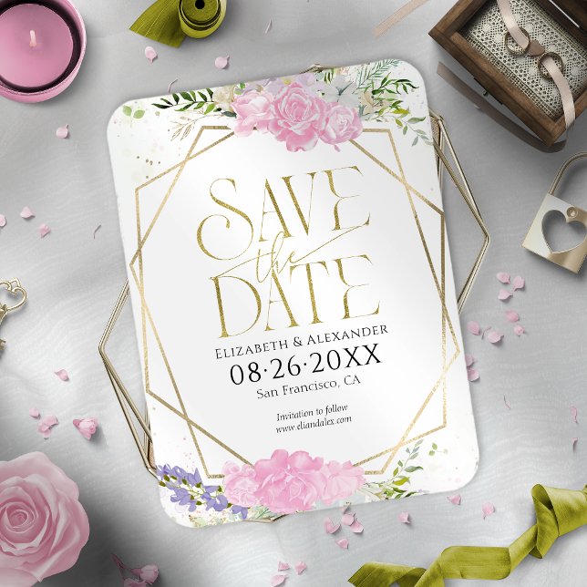 Gilded Wildflower Spring Wedding Save The Date Magnet (Creator Uploaded)