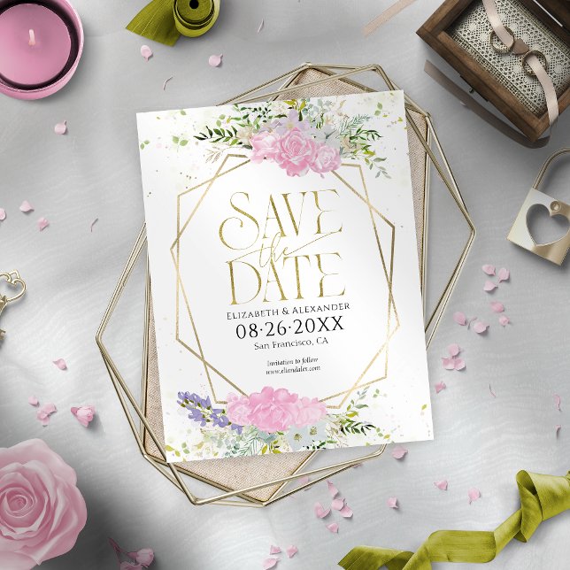Gilded Wildflower Spring Wedding Save The Date Postcard (Creator Uploaded)