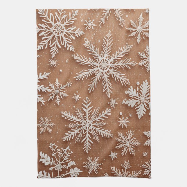Gilded Winter Crystals Tea Towel (Vertical)