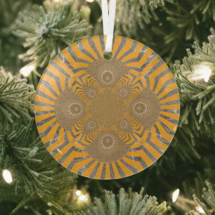 Gilded Zephyr: Elegance in Golden Yellow & Chrome Glass Tree Decoration