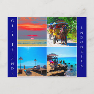 gili islands collage postcard