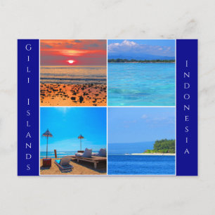 gili islands indonesia collage postcard