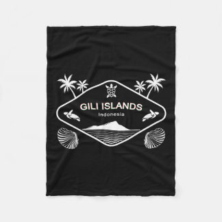 Gili Islands Indonesia Sea Turtle Palms Vacation S Fleece Blanket