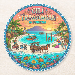 Gili Trawangan Indonesia Round Paper Coaster
