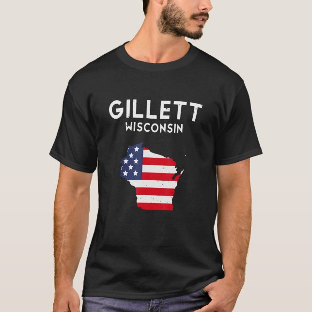 Gillett Wisconsin USA State America Travel Wiscons T-Shirt (Front)