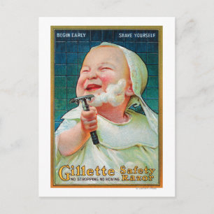 Gillette Safety Razor - Begin Early Shave Postcard