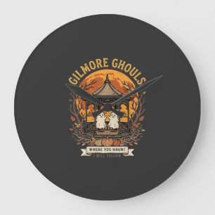 Gilmore Ghouls Halloween Ghost Gazebo Design_1 Large Clock